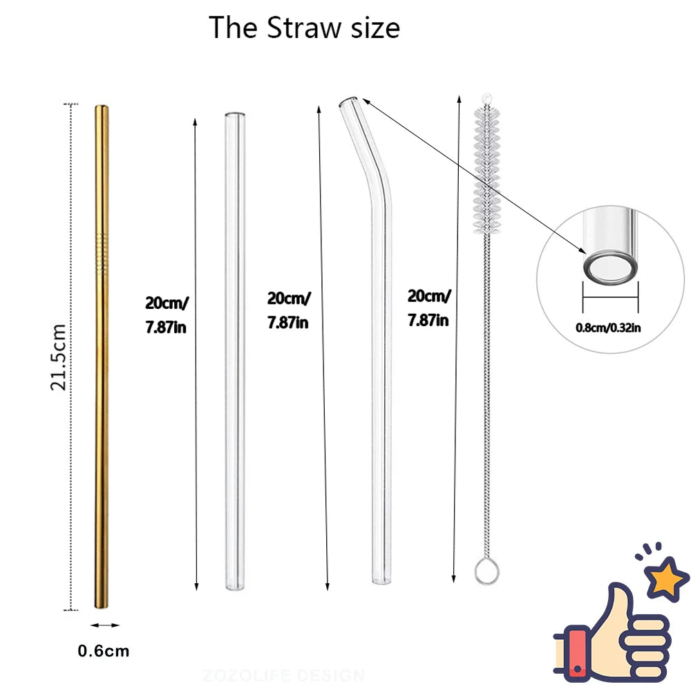 Eco-Friendly Reusable Glass Straws