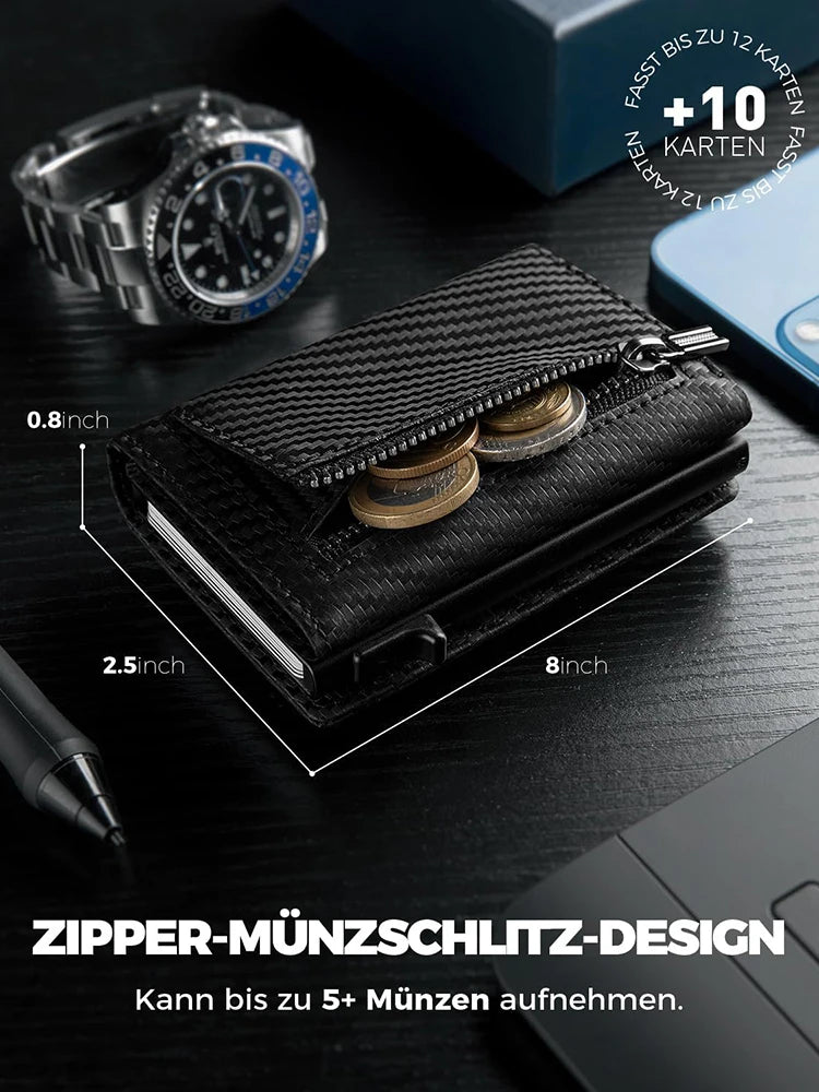 Slim RFID Wallet with Coin Slot